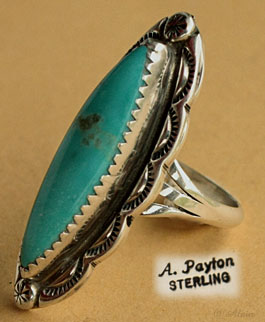 Indian Native American Navajo sterling silver and turquoise ring hallmarked Albert Payton