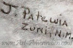 J Patewia Zuni script Hallmark on jewelry